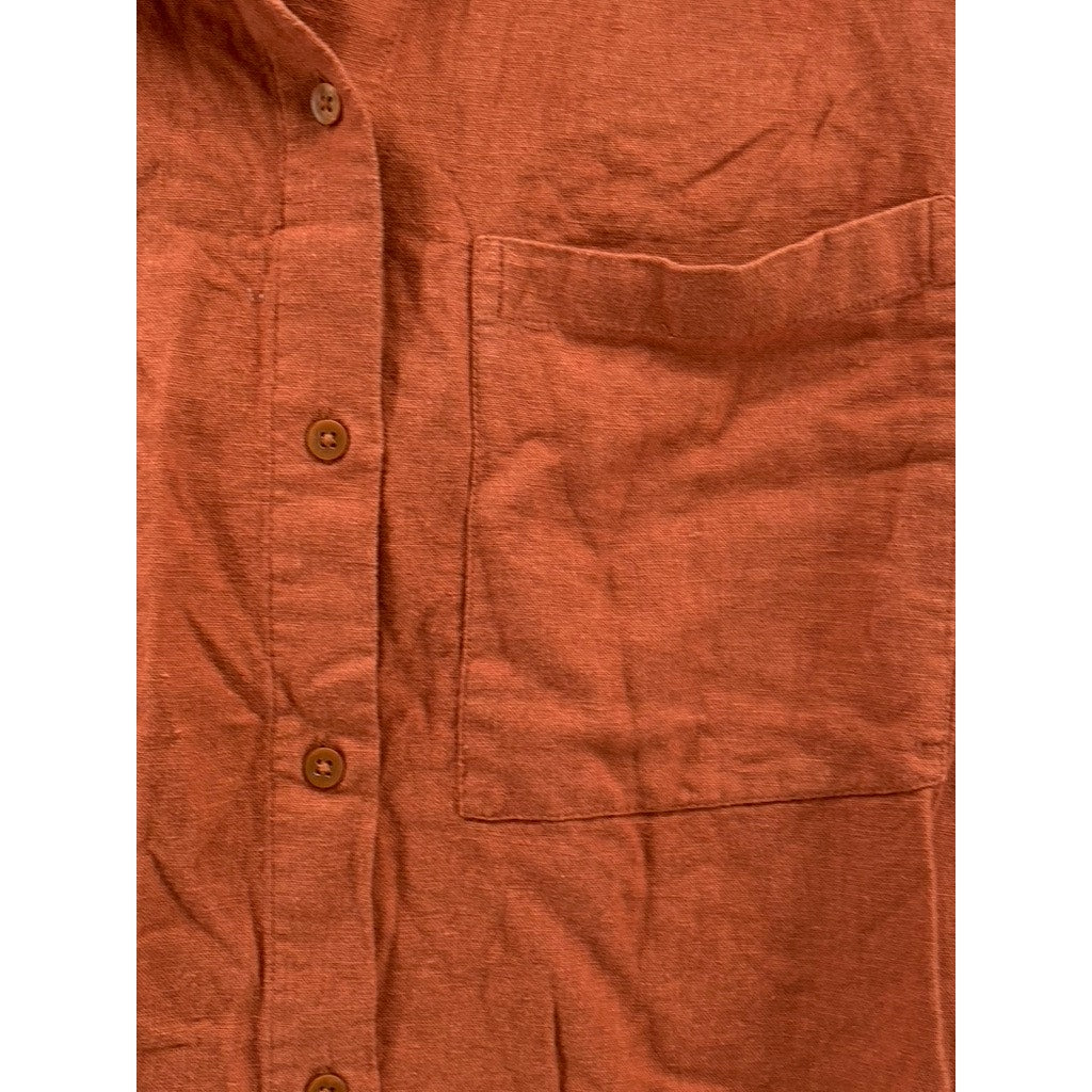 ABERCROMBIE & FITCH Women's Paprika Orange Linen-Blend Oversized Top SZ XS