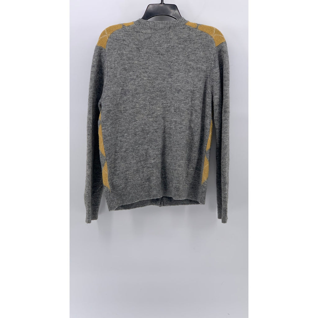 UNIQLO Ines De La Fressange Women's Gray-Yellow Argyle Button-Up Cardigan SZ S