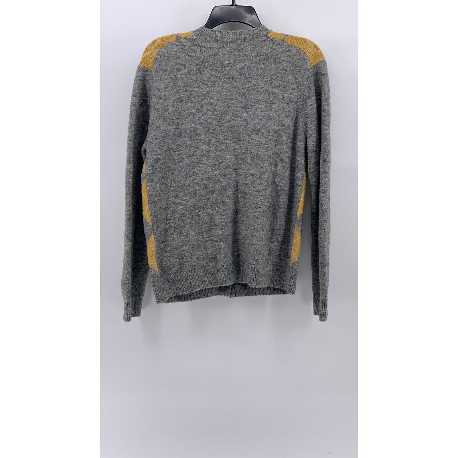 UNIQLO Ines De La Fressange Women's Gray-Yellow Argyle Button-Up Cardigan SZ S