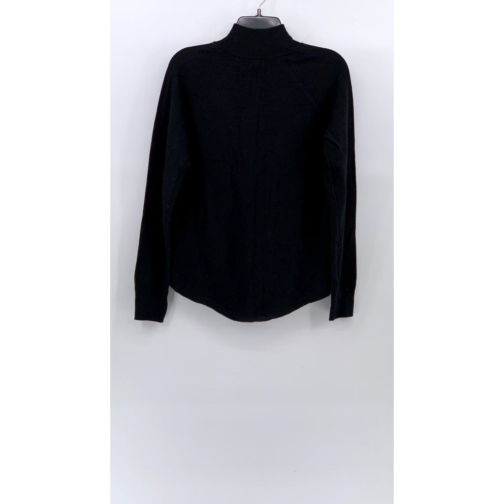 L.L. BEAN Women's Black Honeycomb Merino Wool-Blend Half-Zip Sweater SZ S