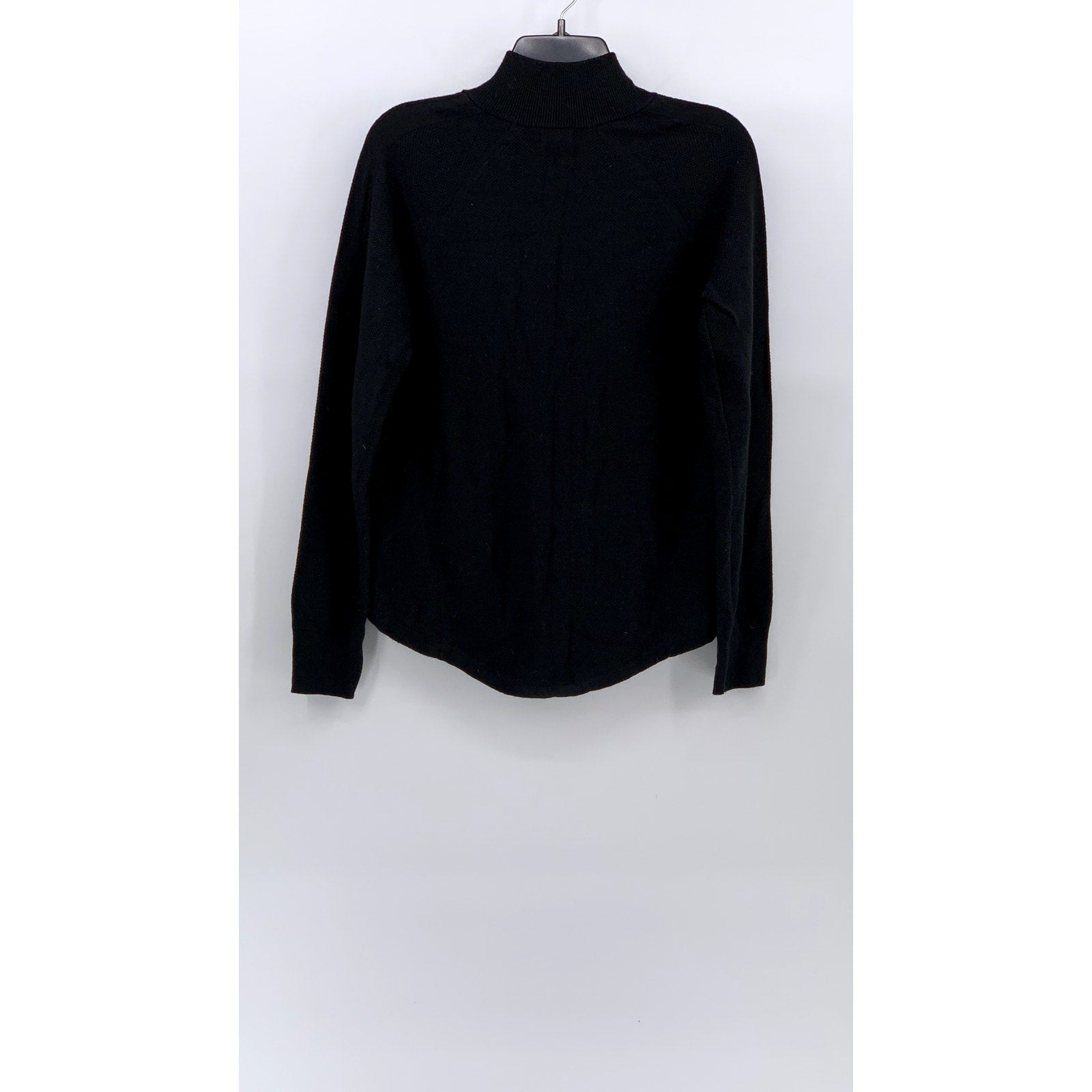 L.L. BEAN Women's Black Honeycomb Merino Wool-Blend Half-Zip Sweater SZ S