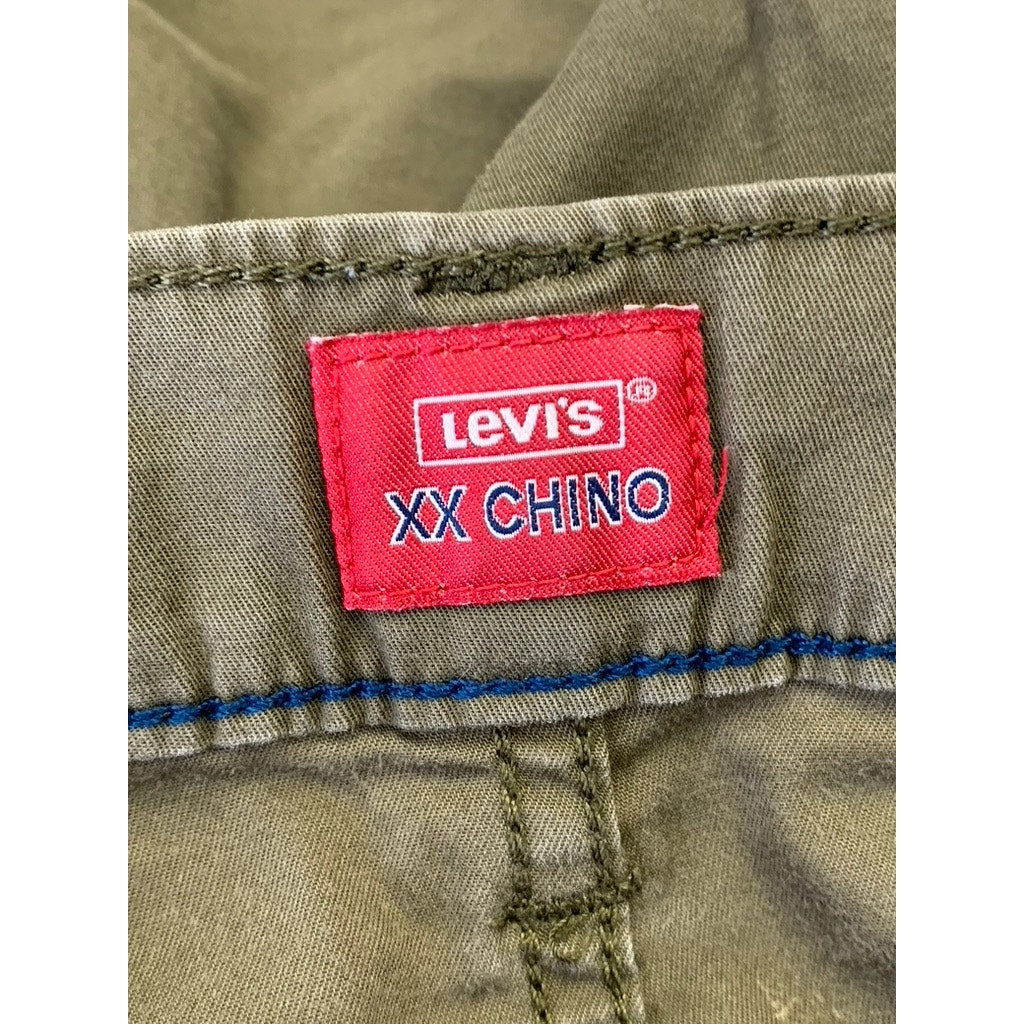 LEVIS Men's Olive Green XX Chino Distressed Relaxed Cotton Shorts SZ 38