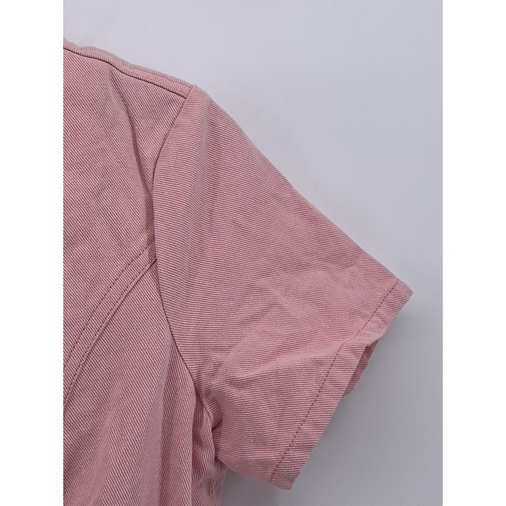 & OTHER STORIES Women's Light Pink Half-Zip Belted Short Sleeve Jumpsuit SZ 4