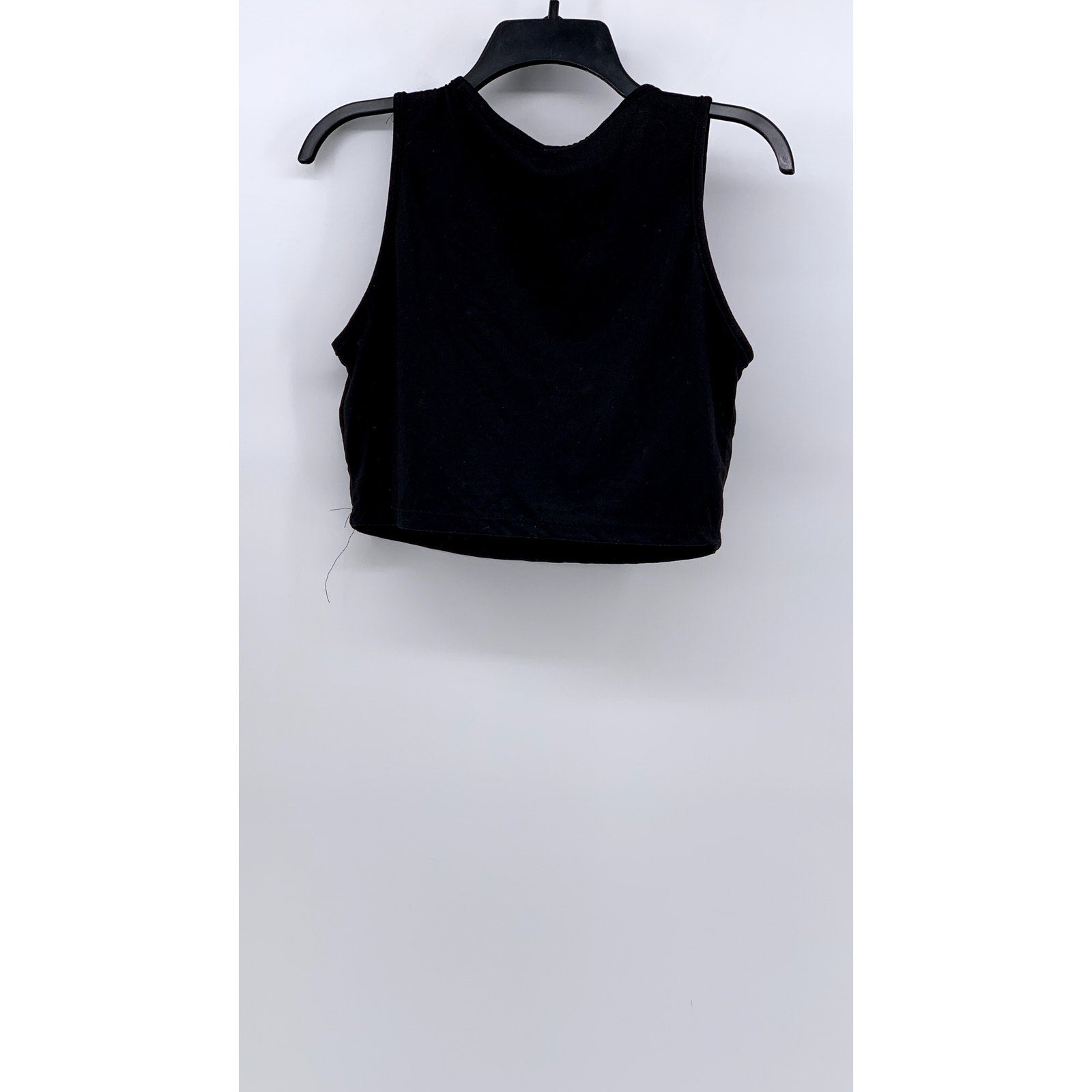 SWEET Women's Black Solid Crewneck Sleeveless Crop Top SZ L