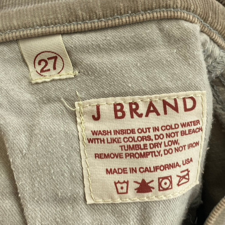 J BRAND Women's Moonstone Tan Cigarette Leg Five-Button Corduroy Pant SZ 27