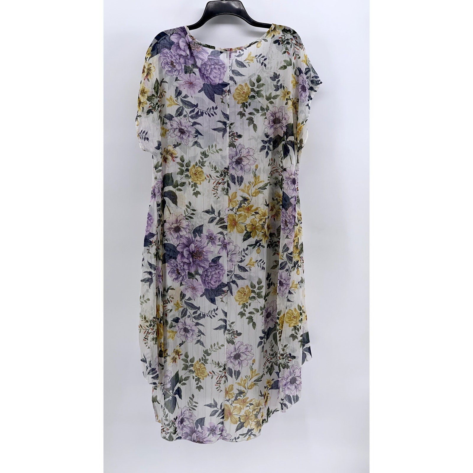 CHA CHA VENTE Women's White Floral Sheer Dress SZ L