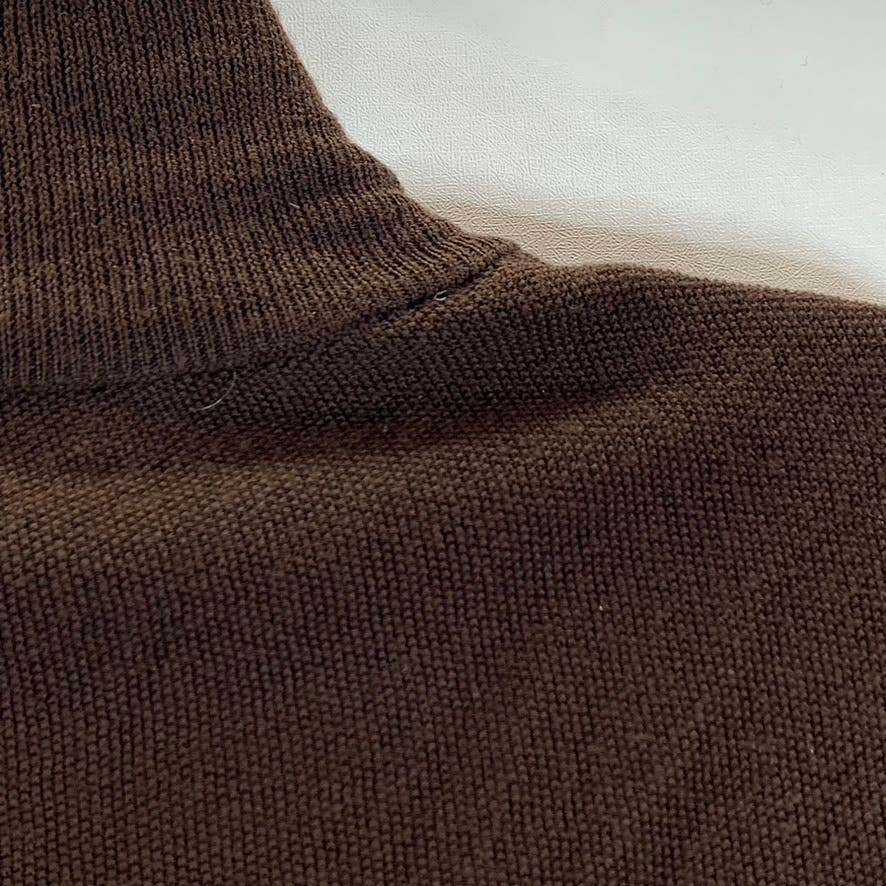 BROOKS BROTHERS Men's Brown Brookstech Merino Wool Half-Zip Pullover Sweater SZM