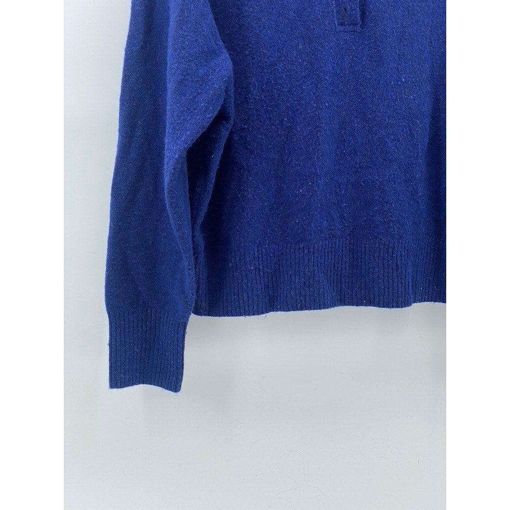 J.CREW Women's Royal Blue Super Soft Yarn Knit Long Sleeve Sweater Polo SZ S