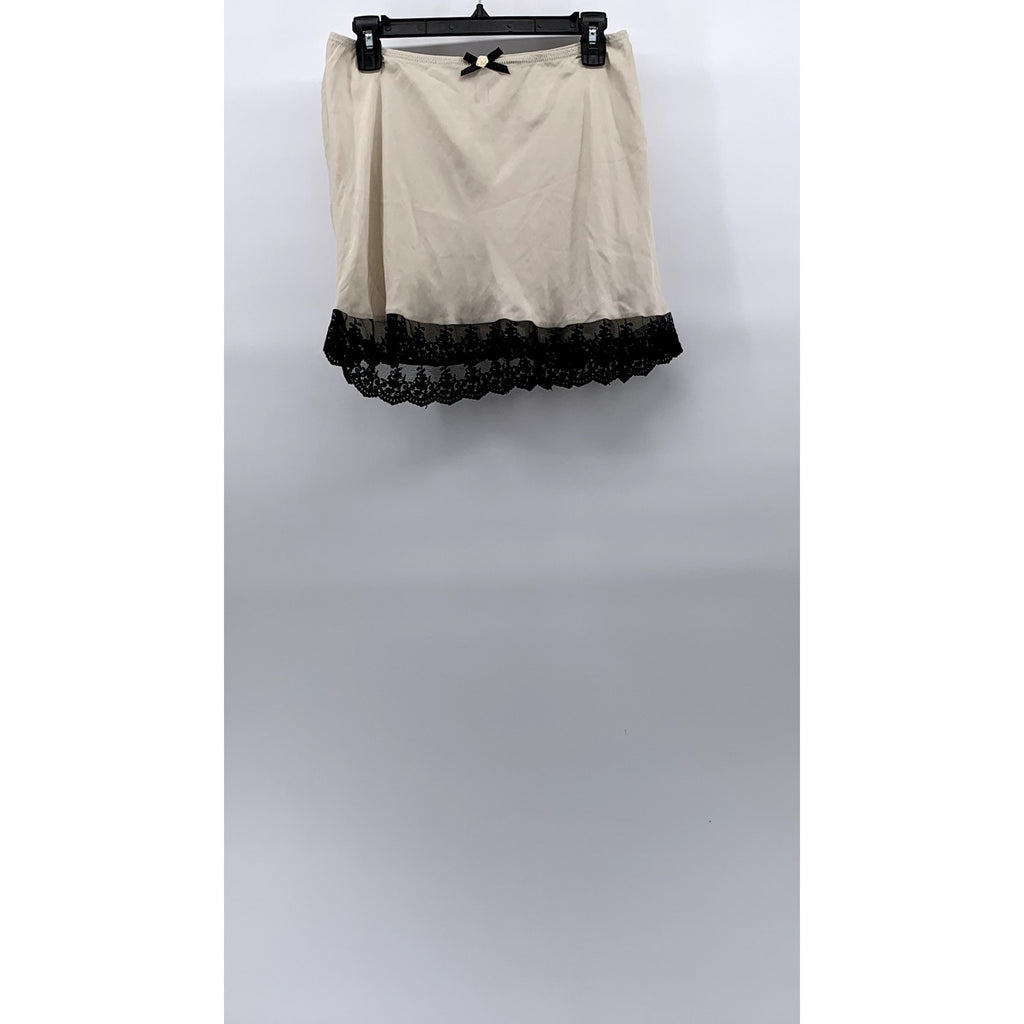 OUT FROM UNDER Women's Beige-Black Lace-Trim Juliette High-Rise Mini Skirt SZ M