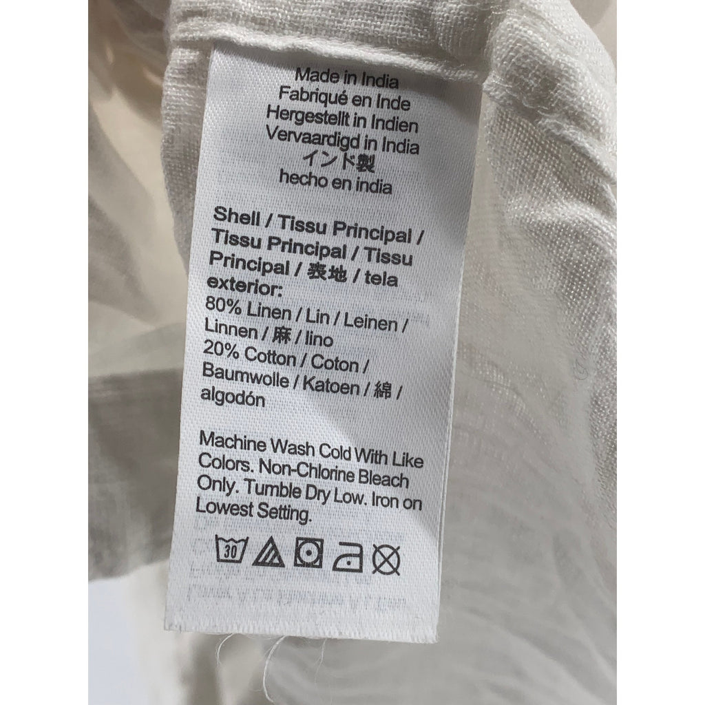 J.CREW Men's White Linen Blend Button-Up Short Sleeve Slim-Fit Shirt SZ S