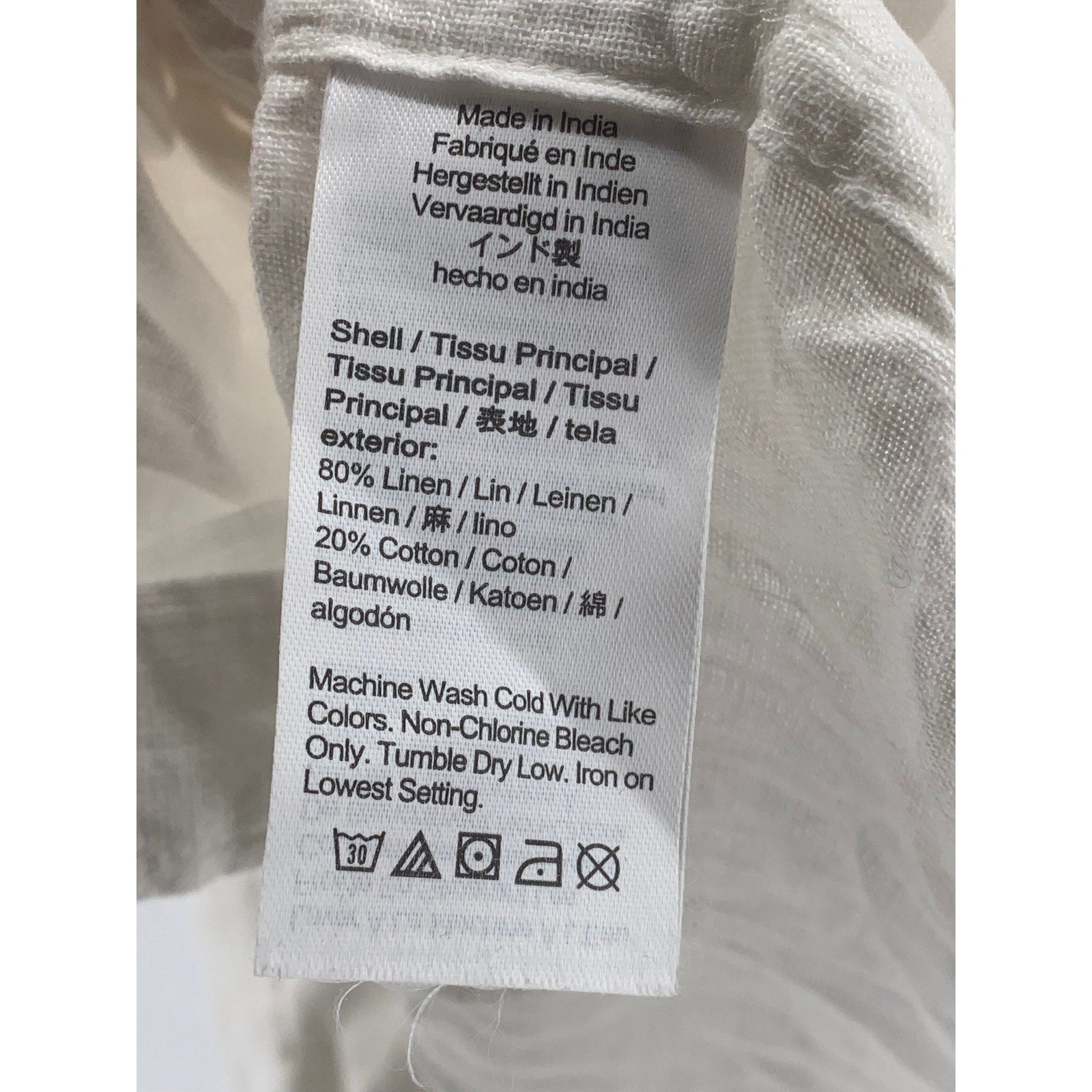 J.CREW Men's White Linen Blend Button-Up Short Sleeve Slim-Fit Shirt SZ S