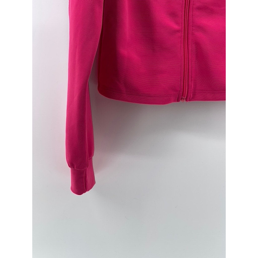 PRIMARK CARES Women's Pink-White Striped Long Sleeve Zip-Up Track Jacket SZ S