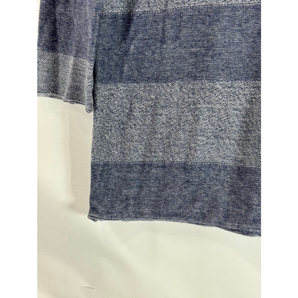 BELFORD Women's Navy Colorblock Wide Striped 3/4 Sleeve Pima Cotton Top SZ L