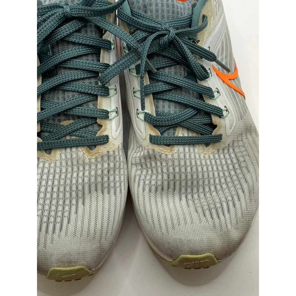 NIKE Men's Pure Platinum-Orange Mesh Air Zoom Pegasus 39 Sneakers SZ 7