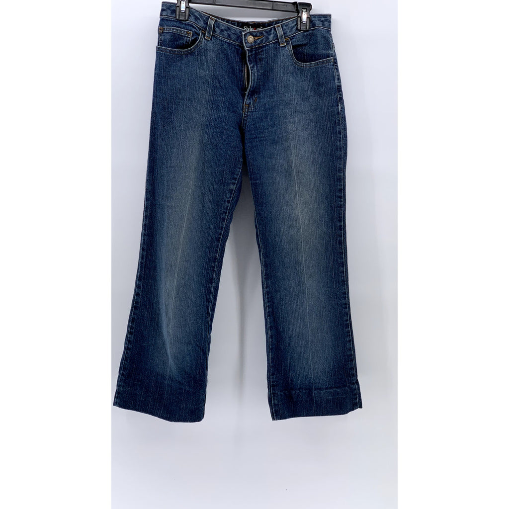 STYLE & CO Women's Dark Blue Denim Straight-Leg Five-Pocket Jeans SZ 8
