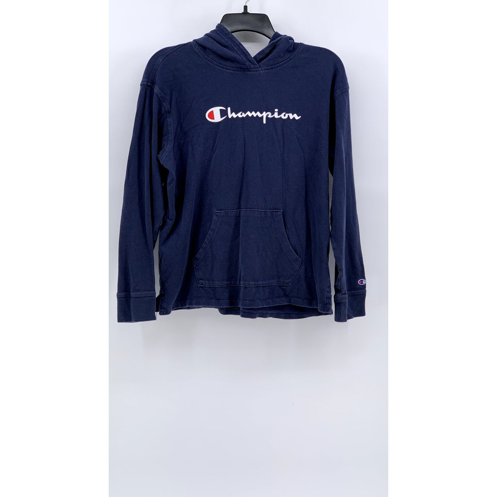 CHAMPION Women's Washed Navy Script Logo Hoodie SZ S