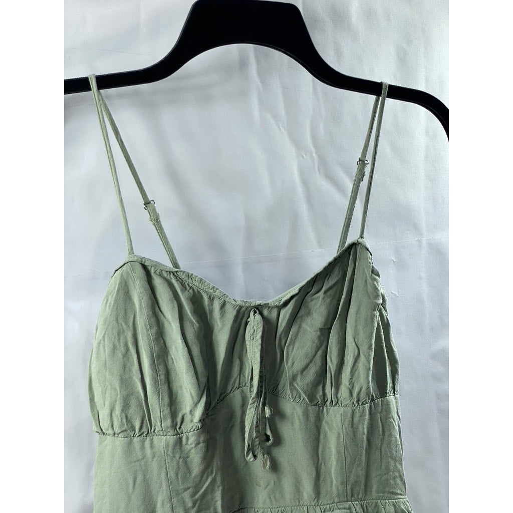 CI SONO Women's Sage Green Sweetheart Spaghetti Strap Tiered Mini Dress SZ S