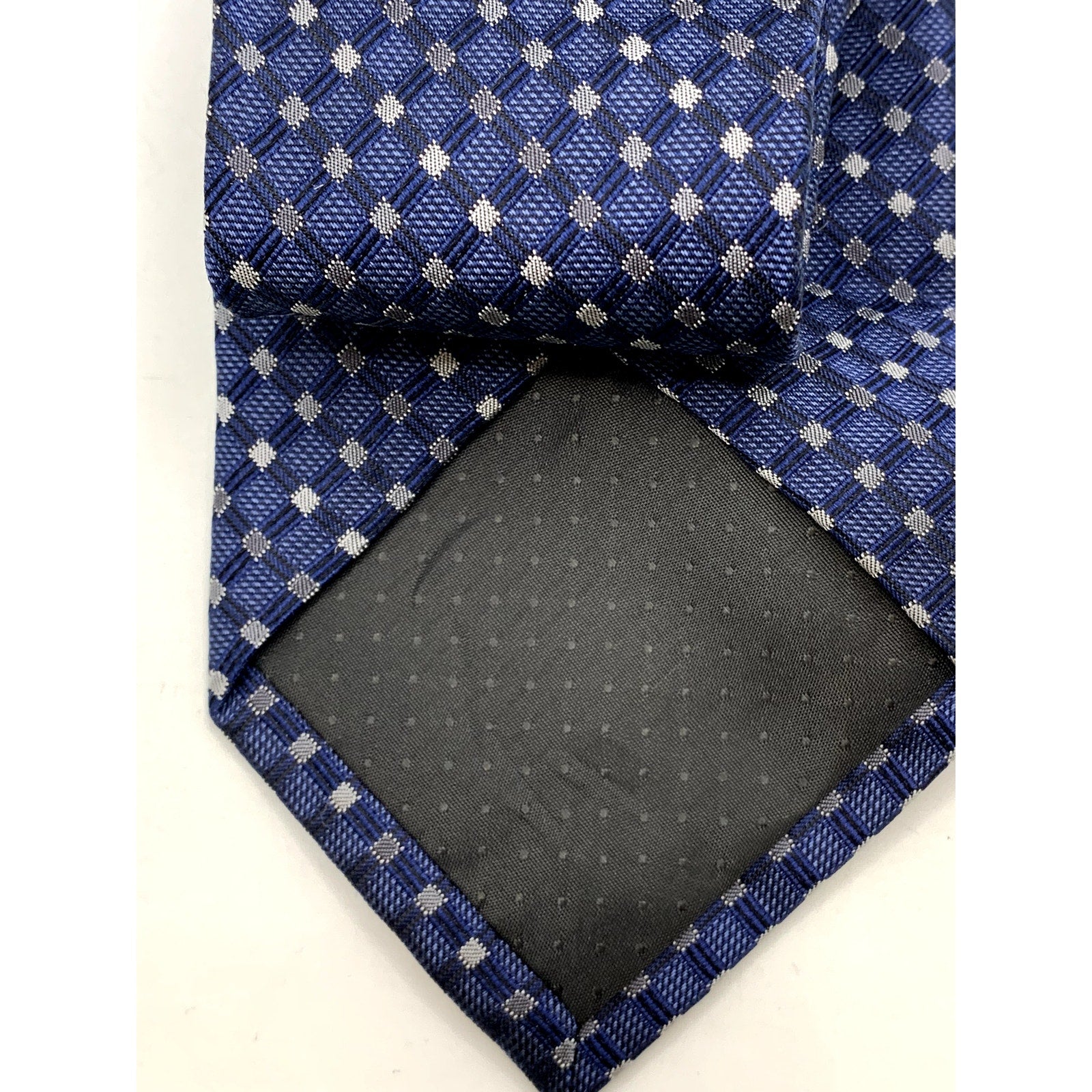 PRONTO UOMO Men's Navy Embroidered Gingham Print Tie