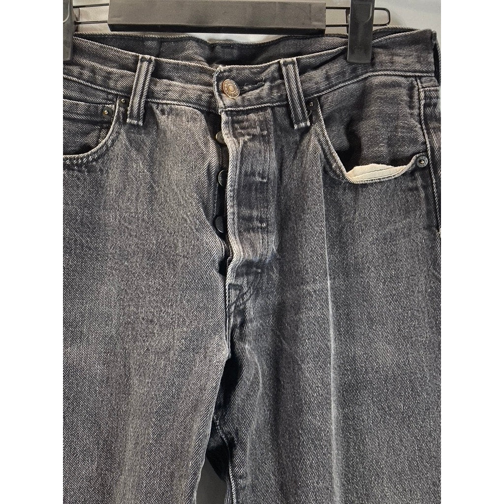LEVI'S Men's Dark Grey 501 Button-Fly Five-Pocket Straight-Leg Jeans SZ 30X32