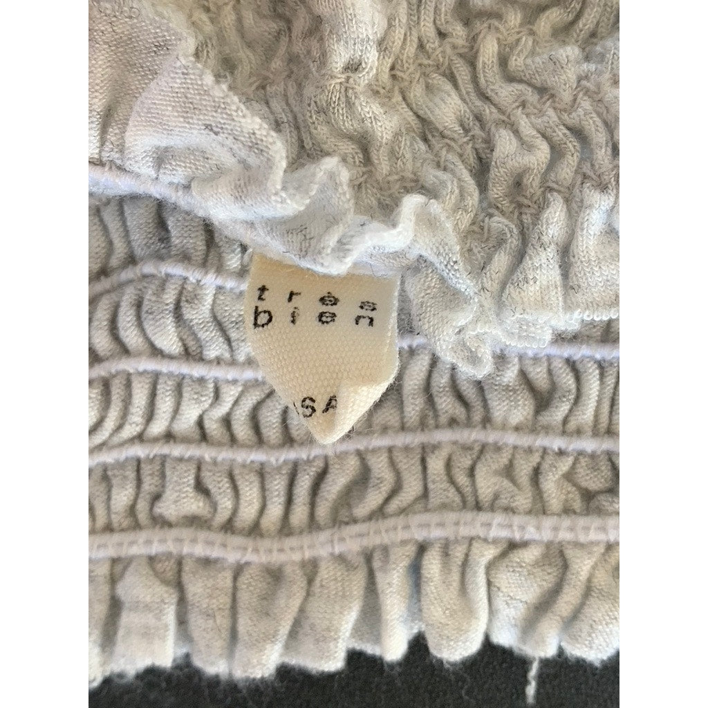 TRES BIEN Women's Light Gray Smocked Strapless Cropped Tube Top SZ S