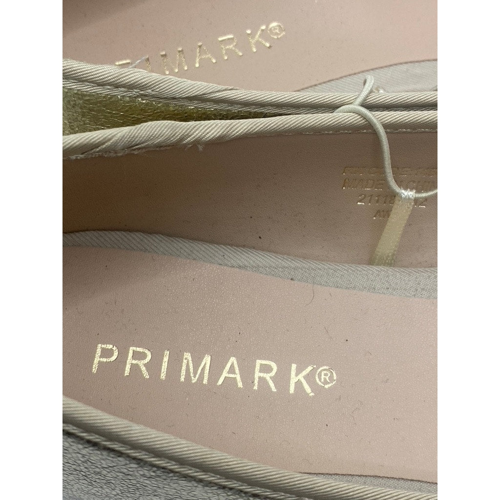 PRIMARK Women's Gold Metallic Round-Toe Slip-On Ballet Flats SZ 8