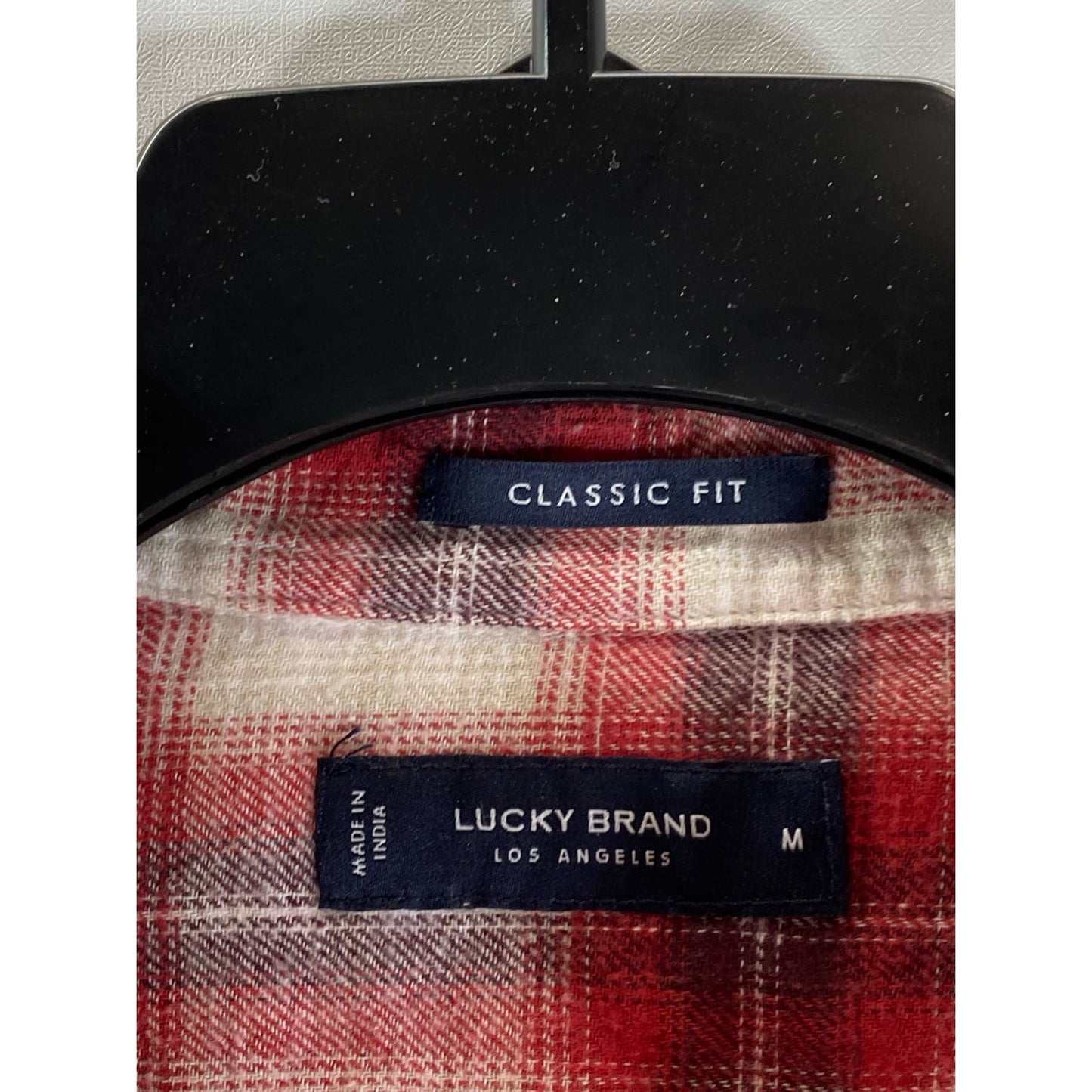 LUCKY BRAND Men's Red Plaid Classic-Fit Button-Up Long Sleeve Flannel Shirt SZ M