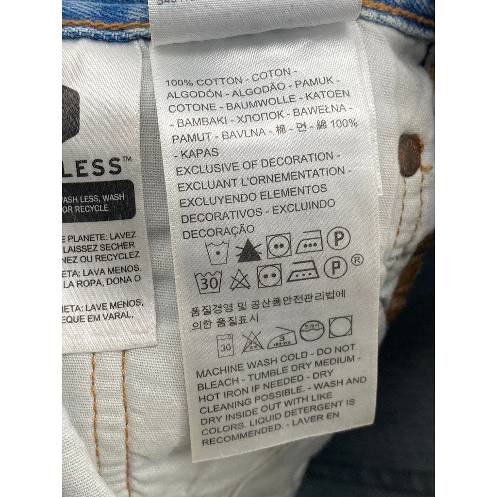 LEVI'S Men's Medium Blue Denim 501 Distressed Slim-Leg Button-Fly Jeans SZ 26x28