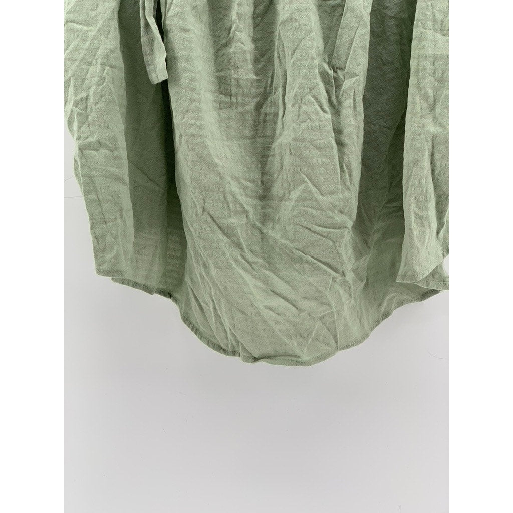 A.N.A A NEW APPROACH Women's Green Tie-Sleeve Cotton-Blend Tank Top SZ L