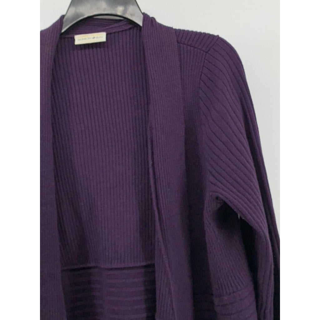 FASHION BUG Women's Purple Ribbed Open-Front Cardigan SZ OS