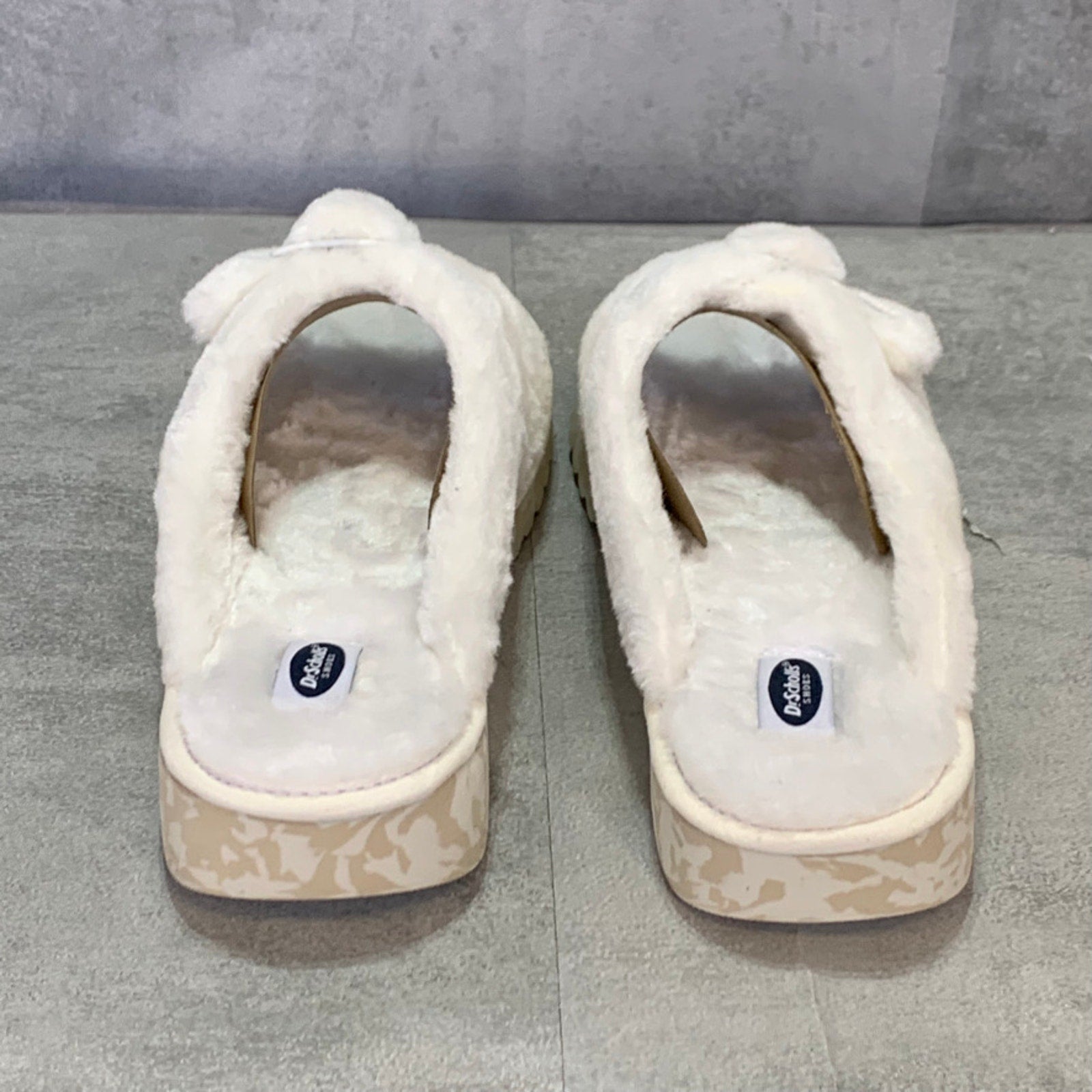 DR. SCHOLL'S Tofu Staycay OG Faux Fur Buckle Slide Sandal SZ 10