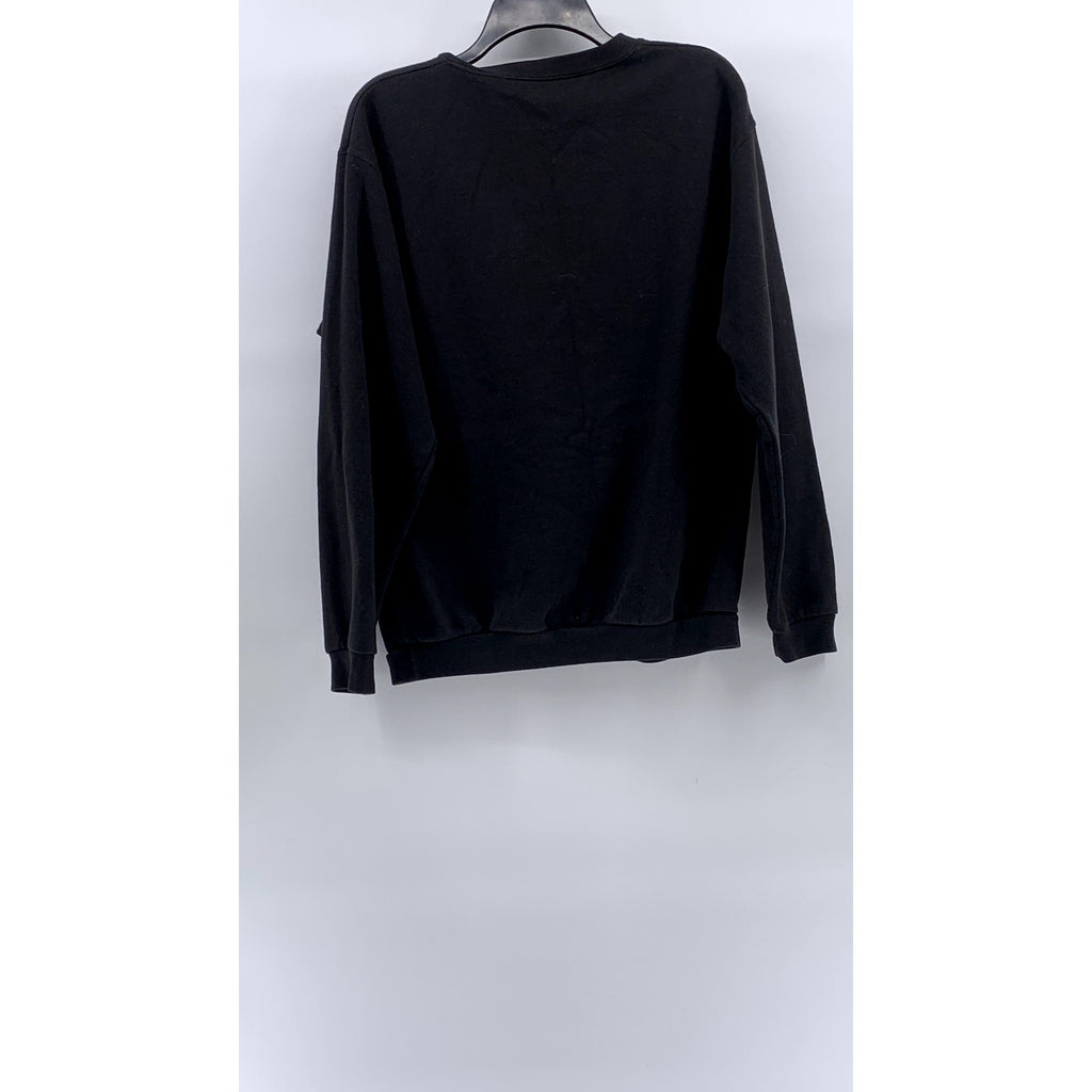 LES FANTOMES Men's Black Embroidered Man Crewneck Long Sleeve Sweatshirt SZ M