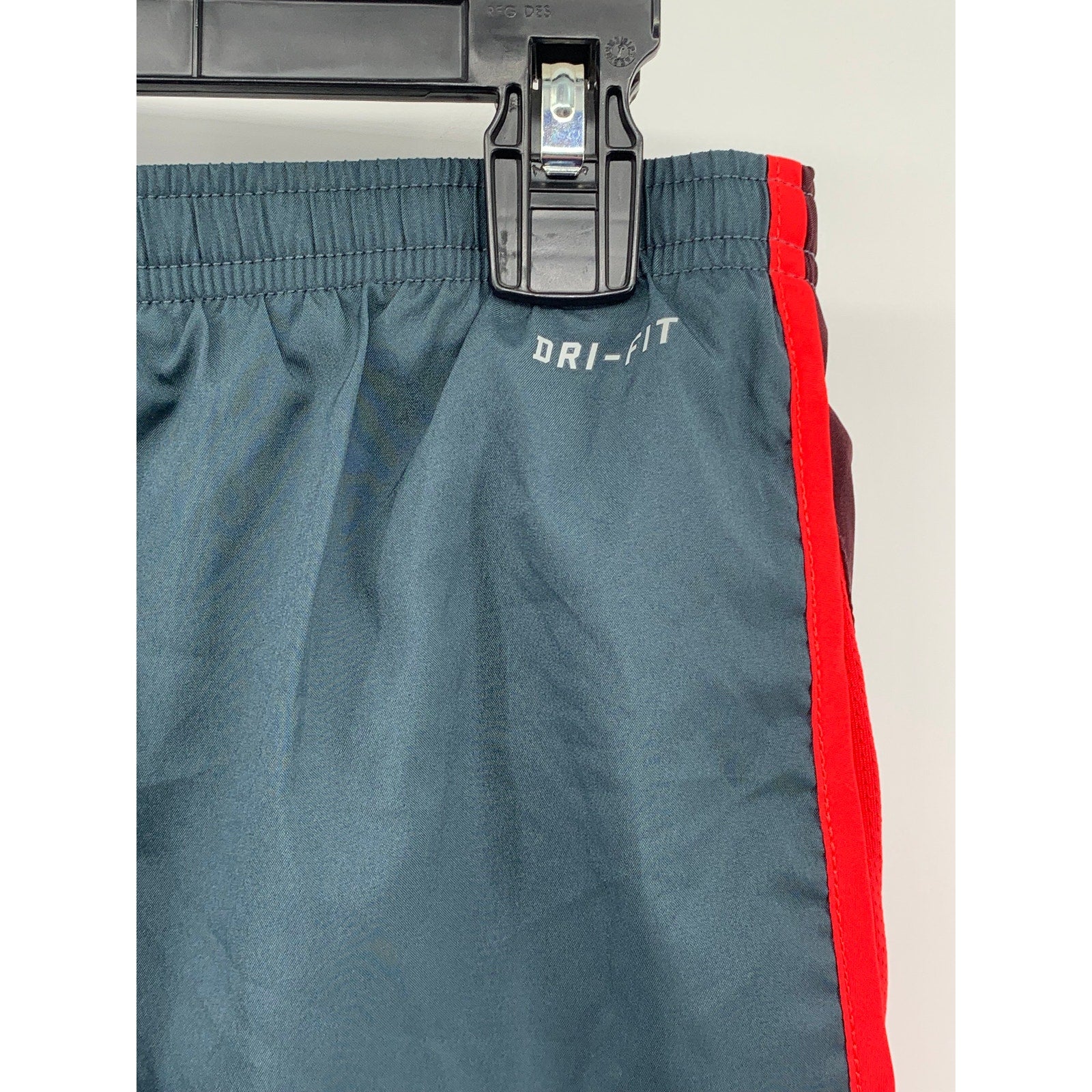 NIKE Women's Gray-Red Mesh Lined Pull-On Dri-Fit Drawstring Active Shorts SZ S