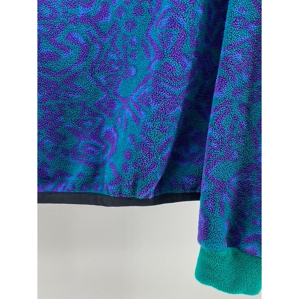 UNBRANDED Women's Vintage Blue-Green Fleece Mock-Neck Long Sleeve Sweater SZ S