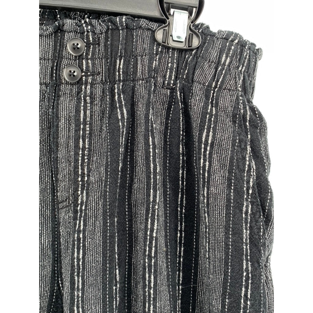 BRIGGS Women's Black Striped Straight Leg Pants SZ L