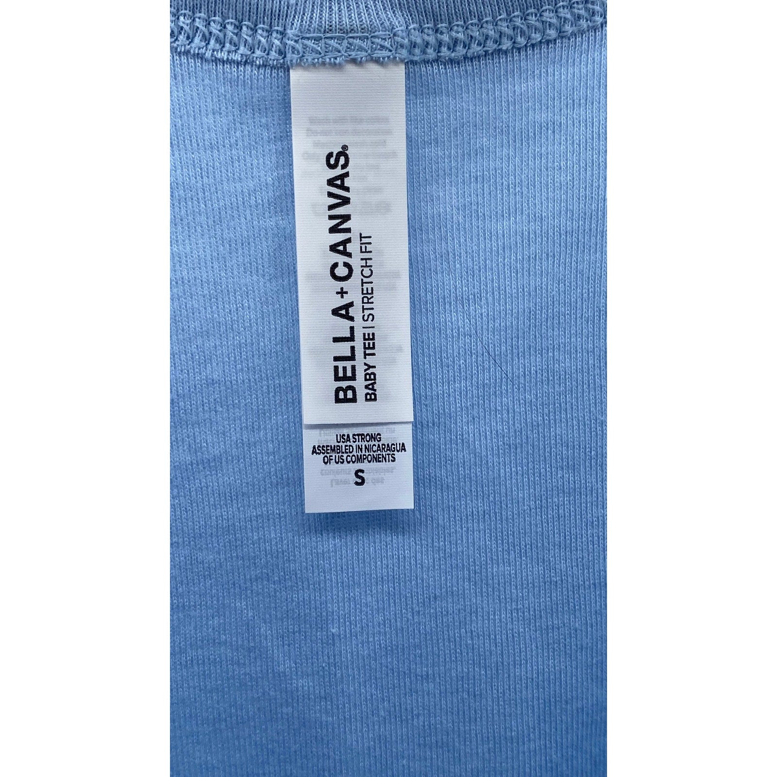 BELLA + CANVAS Women's Light Blue Embroidered Logo Stretch-Fit Cropped Tank SZ S