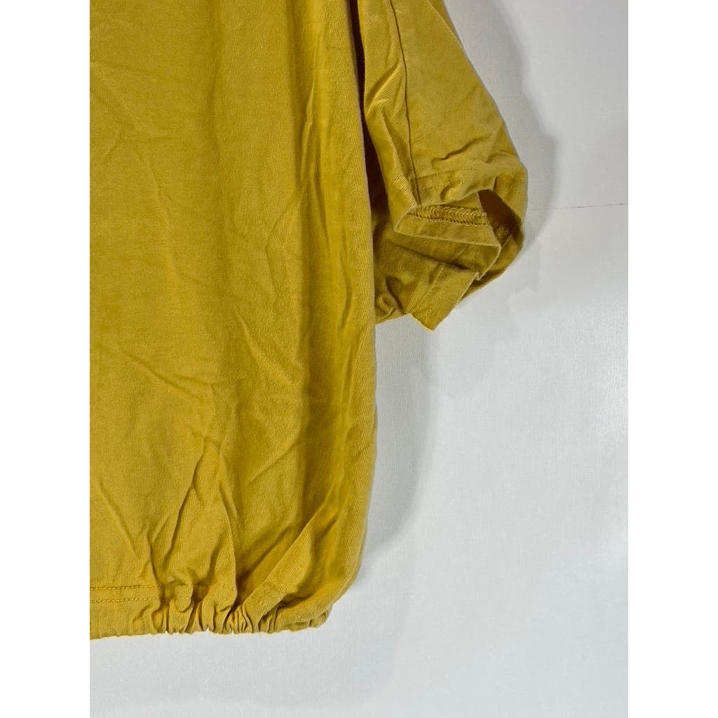 OAK + FORT Women’s Mustard Cotton Crewneck Short Sleeve Crop Top SZ S