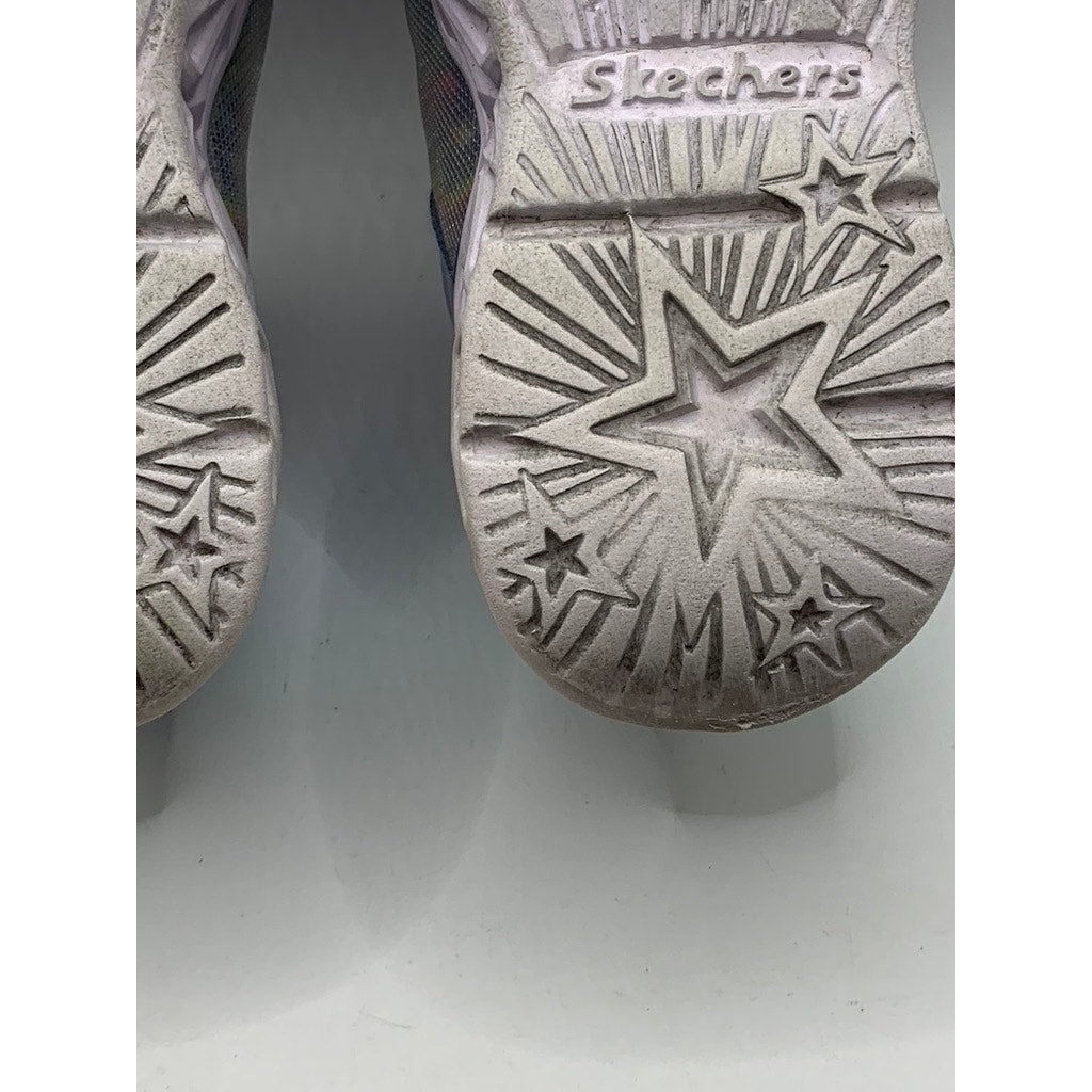 SKETCHERS Girls' Purple Galaxy Lights Tie-Dye Takeoff Light Up Sneakers SZ 11