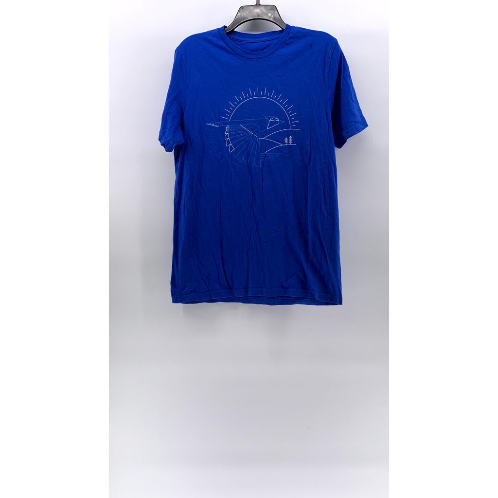 UNBRANDED Men's Royal Blue Crewneck Bird Graphic Short Sleeve Casual T-Shirt SZM