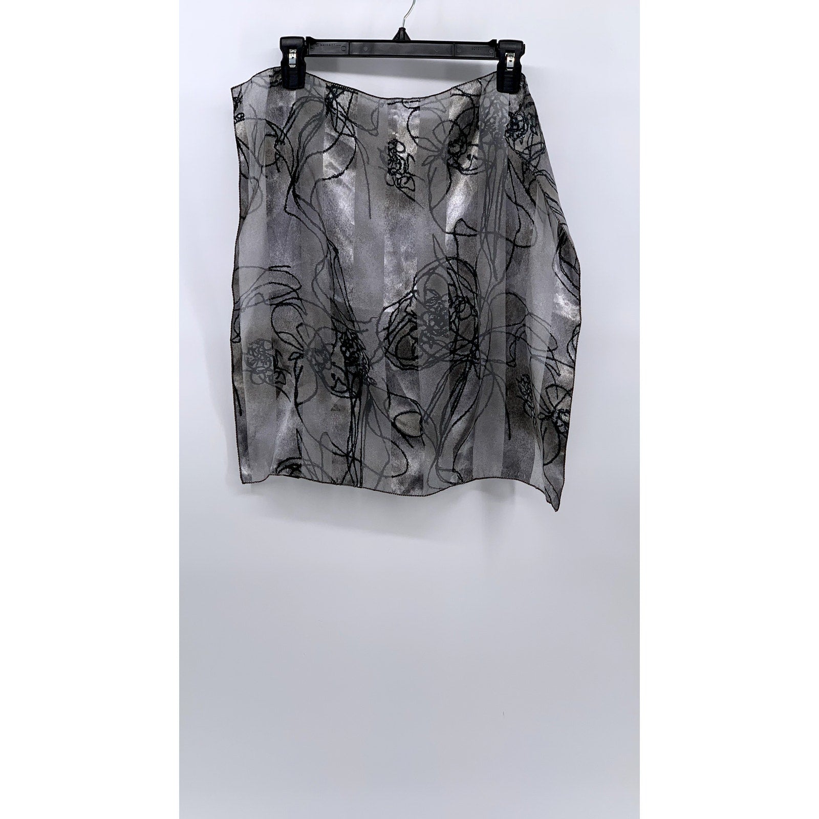 UNBRANDED Women's Gray Silver Abstract Floral Sheer Scarf