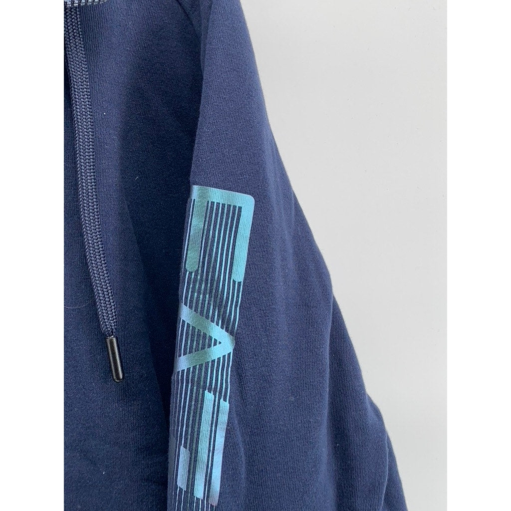 EA7 EMPORIO ARMANI Men's Navy Blue Zip-Up Hooded Sweater SZ L