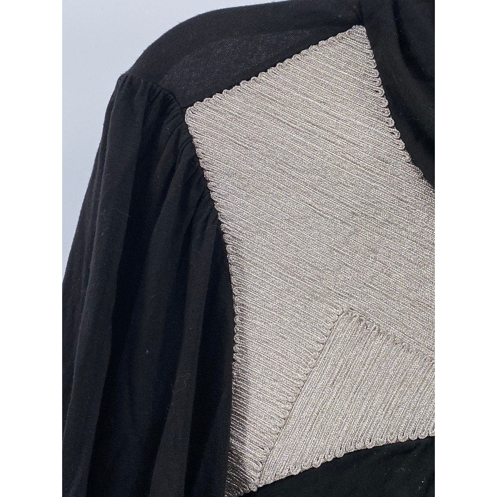 TWELFTH STREET BY CYNTHIA VINCENT Women's Black Textured Turtleneck Top SZ L