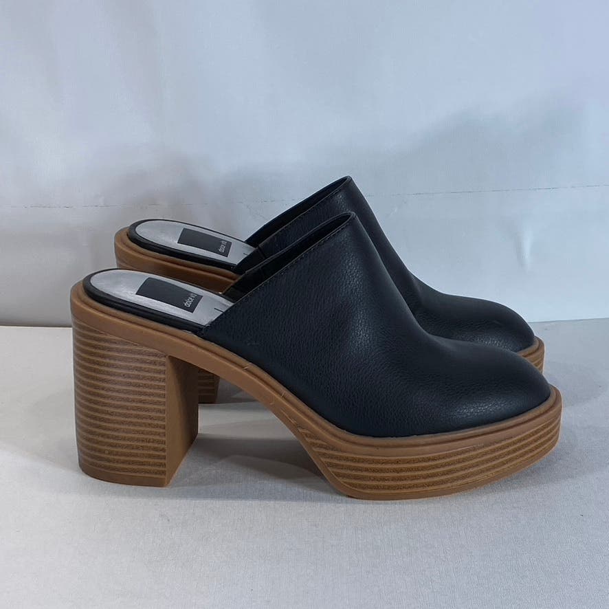 DOLCE VITA Women's Black Crista Round Closed Toe Slip-On Block-Heel Mule SZ 9.5