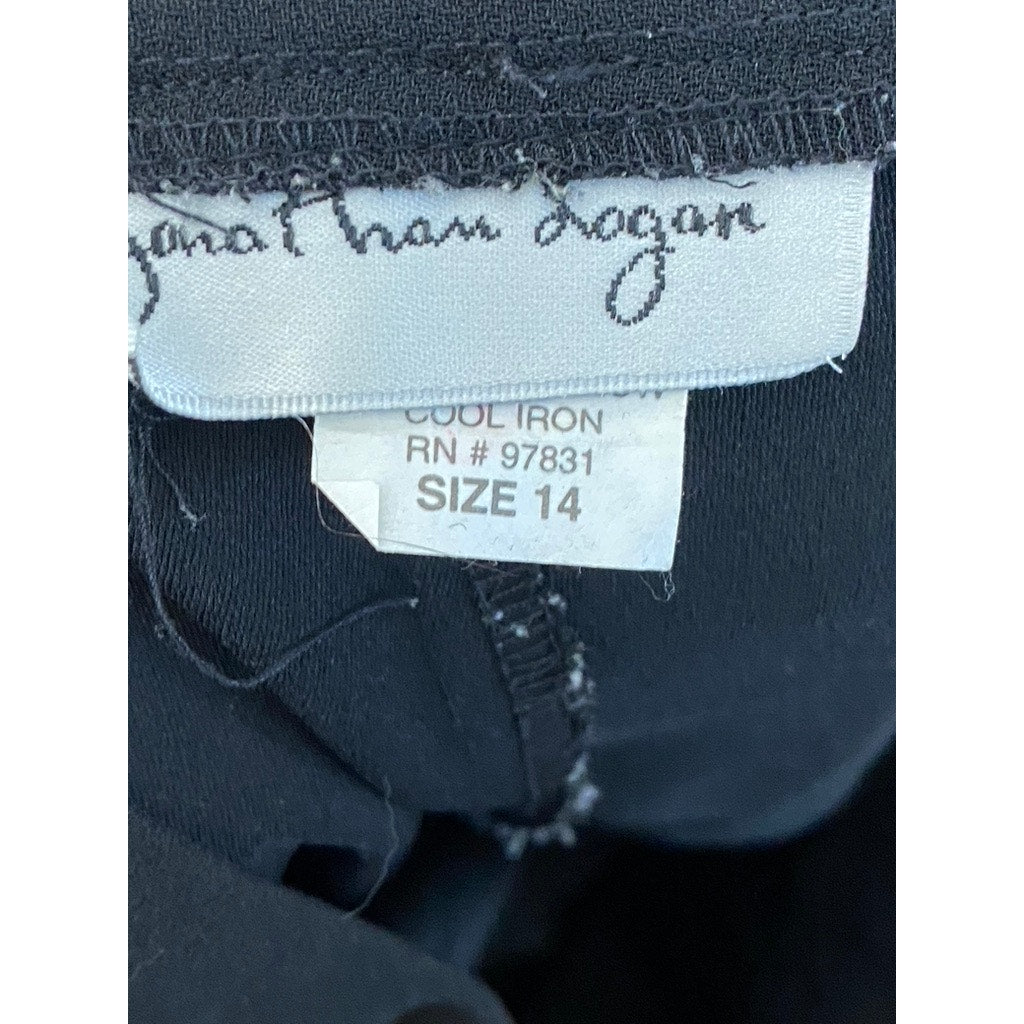 JONATHAN LOGAN Women's Vintage Black Solid Regular-Fit Straight-Leg Pant SZ 14