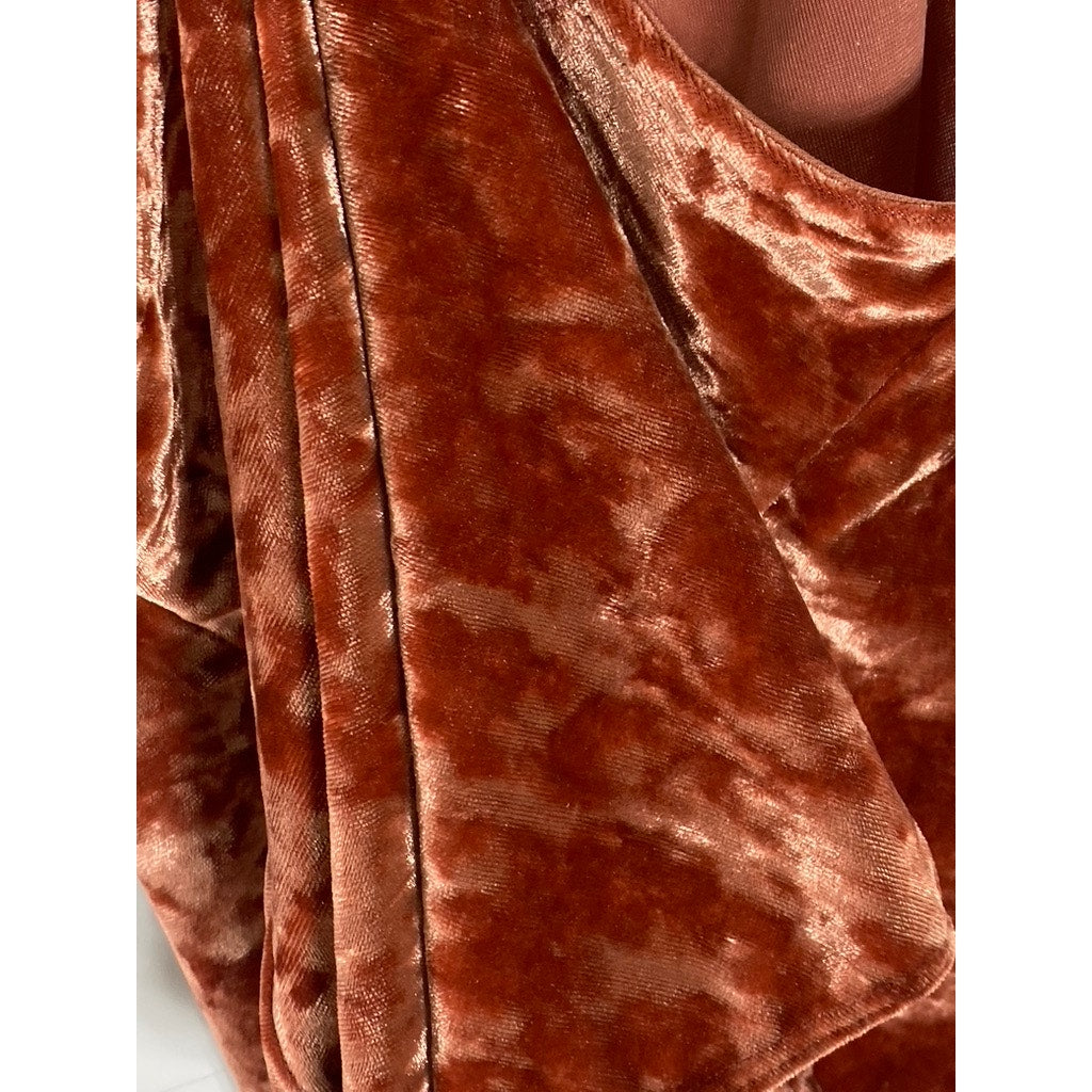OUT FROM UNDER Women's Rust Velvet Keyhole Racerback Halter Bodysuit SZ L