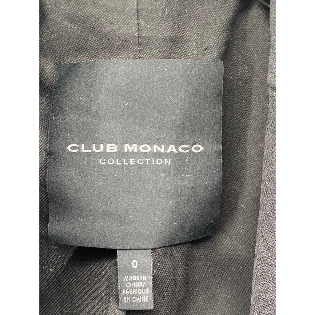 CLUB MONACO Women's Black Layered Single-Button Regular-Fit Blazer SZ 0