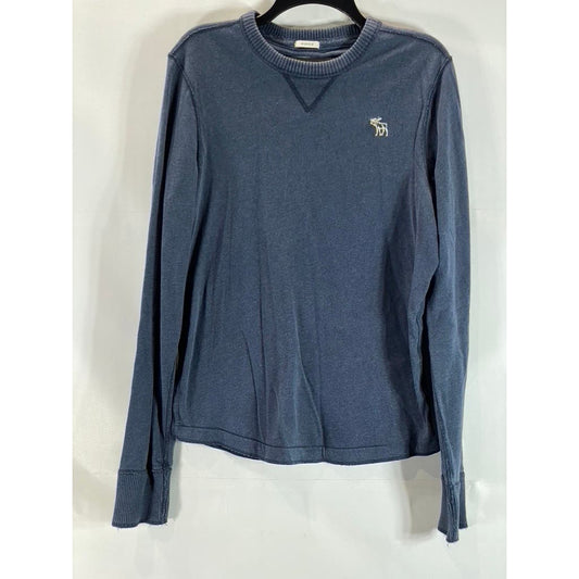ABERCROMBIE & FITCH Men's Navy Crewneck Long Sleeve Pullover Muscle Sweater SZ L