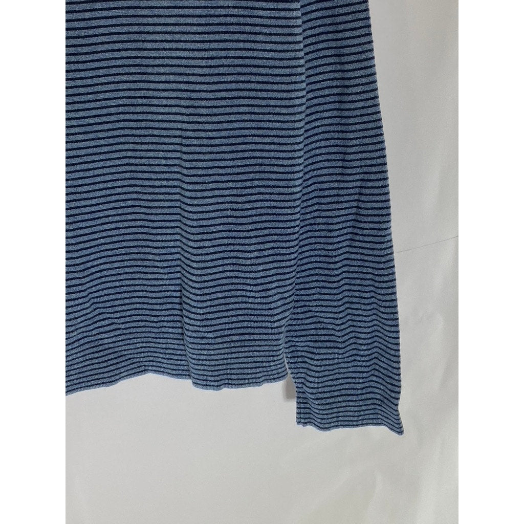 BANANA REPUBLIC Men's Blue Striped Silk-Cotton-Cashmere Crewneck Sweater SZ M