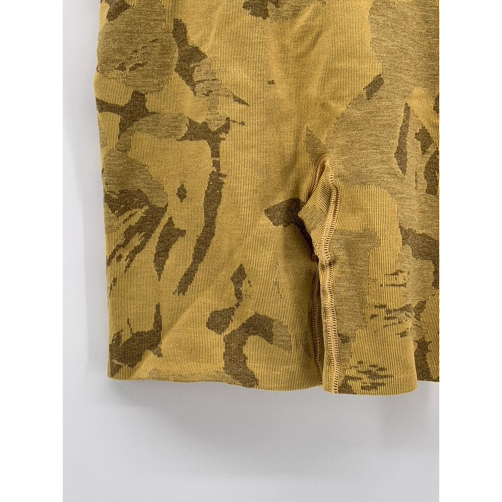 GYMSHARK Women's Mustard Yellow Printed Bike Shorts SZ XS