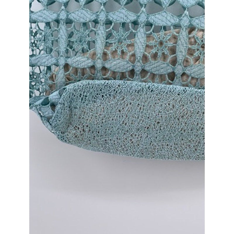 ZINGARA Women's Light Blue Floral Square Lace Large Tote Bag