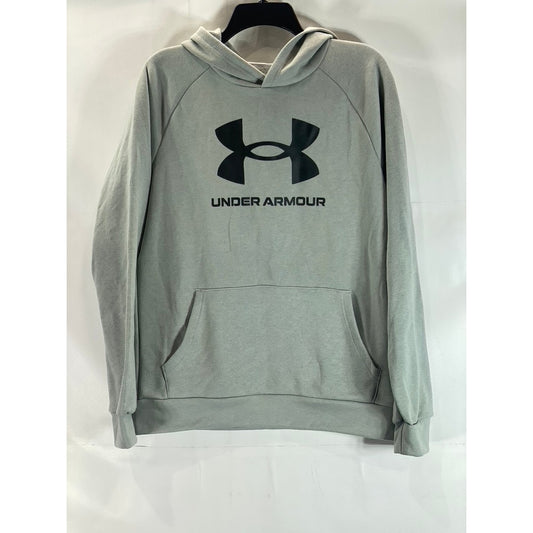 UNDER ARMOUR Boy's Gray UA Rival Fleece Large Logo Loose Pullover Hoodie SZ YXL